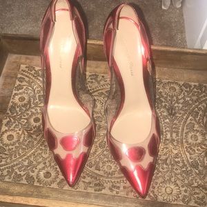Gianvito Rossi Plexi Clear Metallic Red Pumps